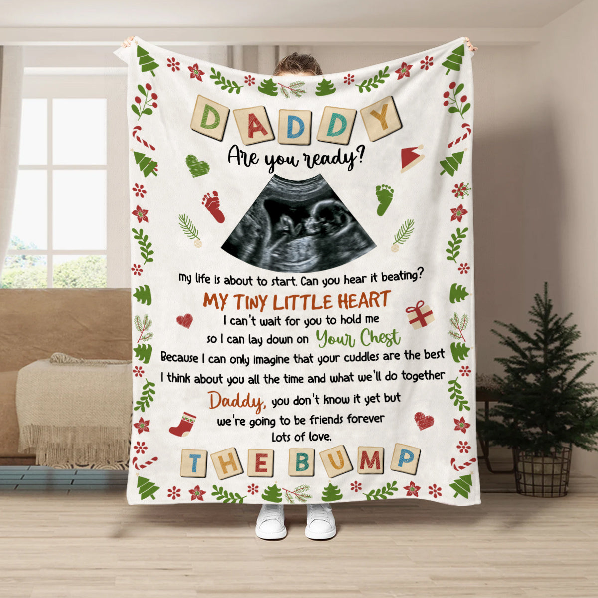 Dad To Be Gifts, Daddy Are You Ready I Can't Wait For You To Hold Me Baby Ultrasound, Personalized Blanket, Gifts For New Daddy, Fleece Sherpa, New Dad Blanket, Gifts For Christmas