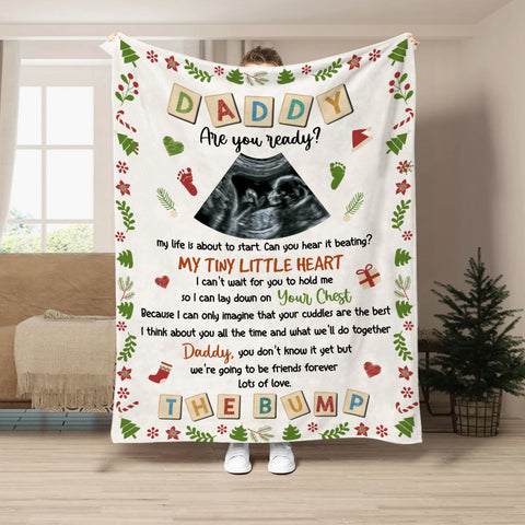 Dad To Be Gifts, Daddy Are You Ready I Can't Wait For You To Hold Me Baby Ultrasound, Personalized Blanket, Gifts For New Daddy, Fleece Sherpa, New Dad Blanket, Gifts For Christmas