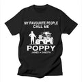 Personalized T-Shirt For Poppy From Grandson My Favorite People Call Me Poppy Man & Tractor Printed Farmer Dad Grandpa Custom Name Grandpa Gifts Tee Shirt For Men Family On Father's Day
