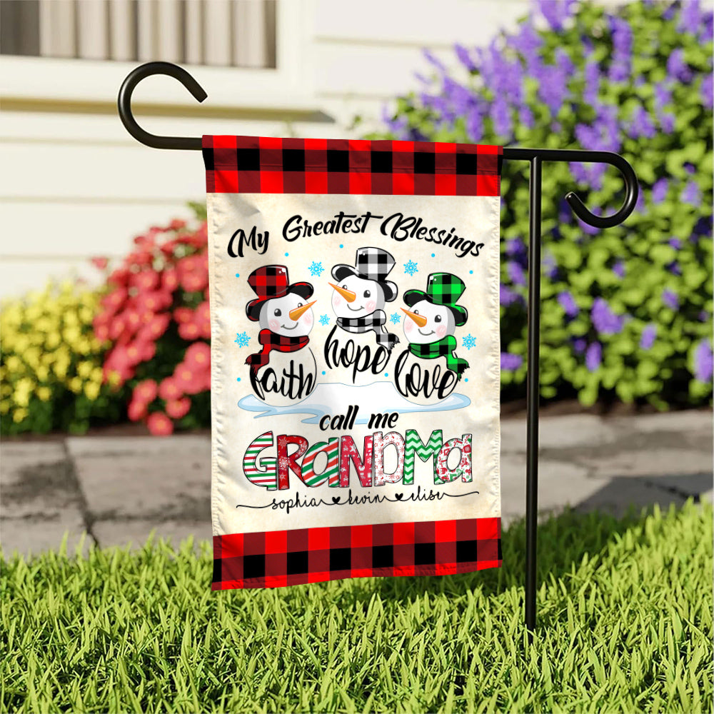 Custom Grandma Christmas Flag, Hope Love Family Names Banner, Holiday Yard Decor, Grandma Christmas Garden Banner, Holiday Lawn Sign, Personalized Garden Flag, Gifts For Nana From Kids