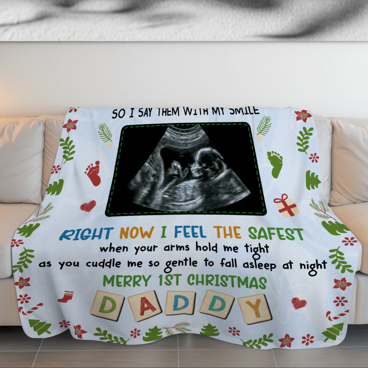 Dad To Be Gifts, Dear Daddy I've Only Been With You Baby Ultrasound, Personalized Blanket, Gifts For Future Dad To Be, Fleece Sherpa, Pregnancy Reveal Blanket, Gifts For Christmas