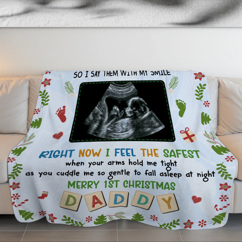 Dad To Be Gifts, Dear Daddy I've Only Been With You Baby Ultrasound, Personalized Blanket, Gifts For Future Dad To Be, Fleece Sherpa, Pregnancy Reveal Blanket, Gifts For Christmas