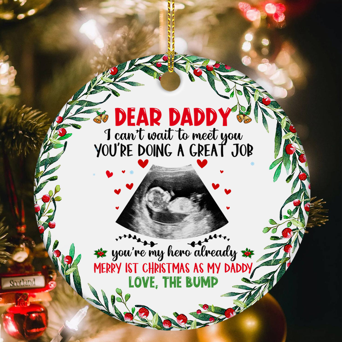 New Dad Gifts, Baby Ultrasound Scan I Can't Wait To Meet You , Personalized Christmas Ornament With Photo, Gifts For Daddy New Dad, Xmas Decor, New Dad Ornament, Gifts For Christmas