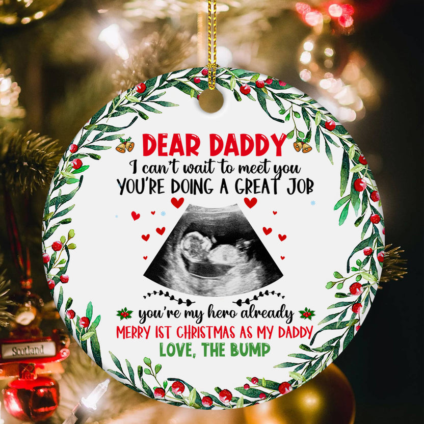 New Dad Gifts, Baby Ultrasound Scan I Can't Wait To Meet You , Personalized Christmas Ornament With Photo, Gifts For Daddy New Dad, Xmas Decor, New Dad Ornament, Gifts For Christmas