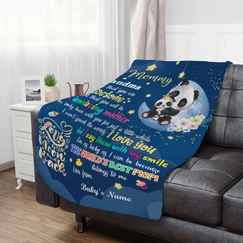 Mom To Be Gifts, Hi Mommy Grandma Told Me That Panda, 1st Mother's Day Blanket, Cute Baby Panda Blanket, Custom Newborn Swaddle, Infant Bedding Keepsake, Warm Flannel