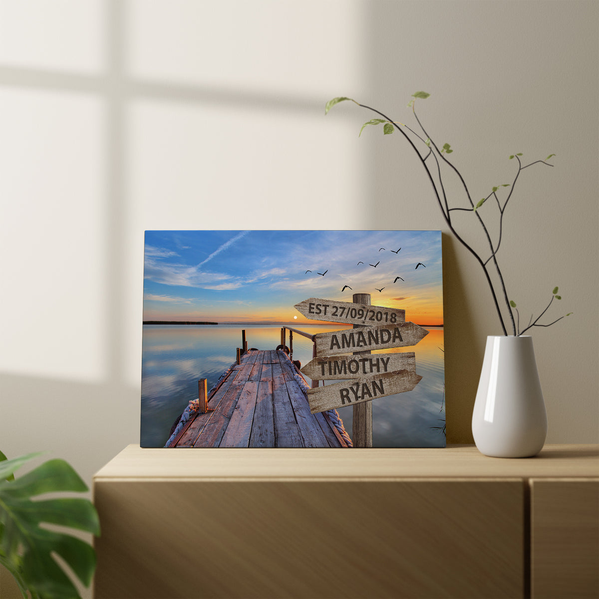 Personalized Canvas Wall Art For Mom Dad Family From Family Members Sunset Street Sign Est Year Custom Multi Name Poster Prints Home Decor Unique Family Gifts For Mom Dad On Birthday