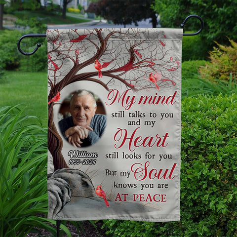Sympathy Gifts, Memorial Photo Yard Flag, My Soul Knows You Are At Peace, Custom Name, Custom Banner For Loss Of Family, Sympathy Memorial Garden Banner Decor, Gifts For Loss Of Mom Dad