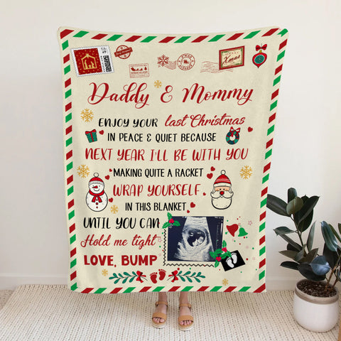New Parents Gifts, Parent To Be Gifts From Baby Bump Blanket For Pregnant Wife Custom Sonogram Future Daddy And Mommy, Personalized Blanket, Gifts For New Parents, Fleece Sherpa Blanket