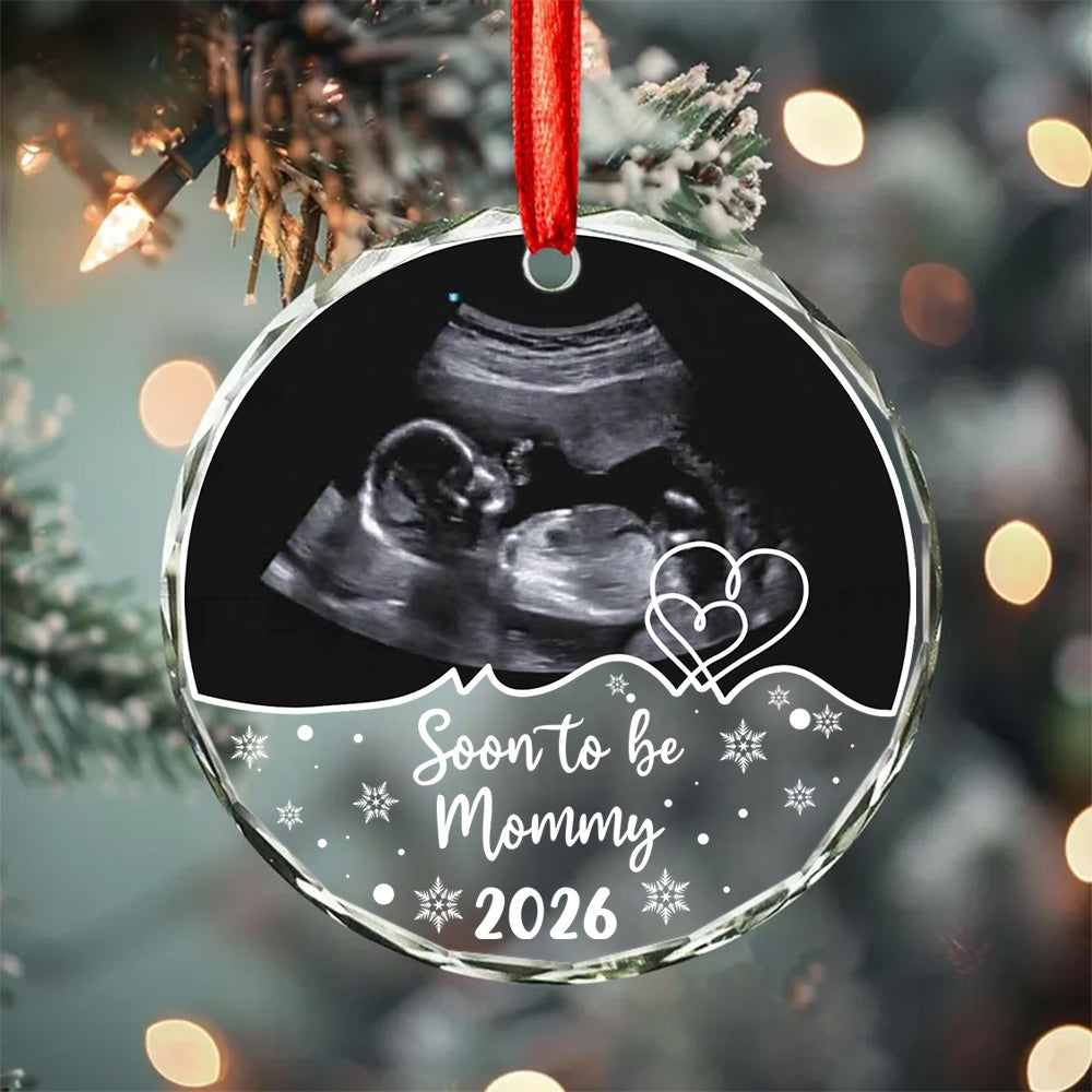 Personalized Ultrasound Glass Ornament, Soon To Be Mommy Year, Custom Sonogram Keepsake, New Mom Holiday Decoration, Baby Reveal, Expecting Mother, Personalized Photo Christmas Ornament