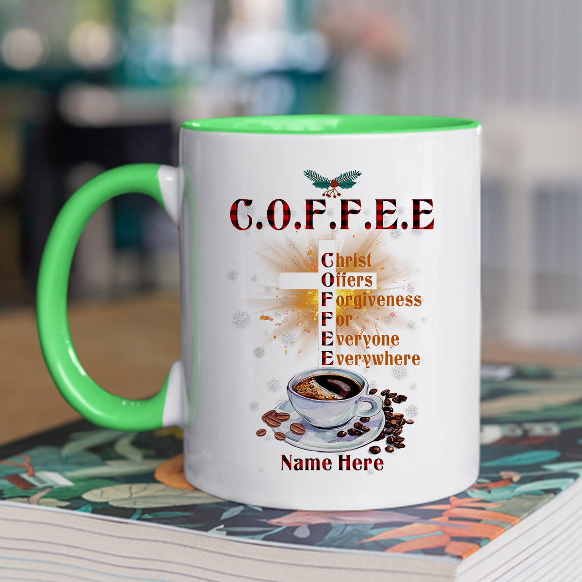Personalized Coffee Mug For Christian Men Women From Family Friends Christ Offers Forgiveness For Everyone Everywhere Custom Name Religious Gifts Ideas Ceramic 11 15Oz Cup For Birthday