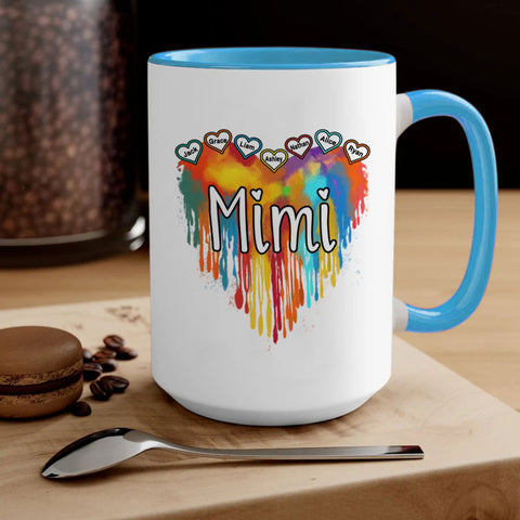 Personalized Coffee Mug For Grandmother From Granddaughter Grandson Grandma Melting Colorful Heart Custom Name Novelty Coffee Ceramic Cup 11 15Oz Grandma Gifts On Birthday Christmas