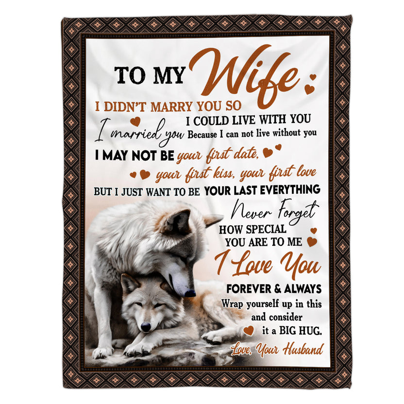 Gifts For Wife, Wolf Couple Love You Always, Personalized To Wife Blanket, Gifts For Wife Her Woman From Husband Family, Custom Fleece Sherpa Blanket, Gifts For Birthday Anniversary