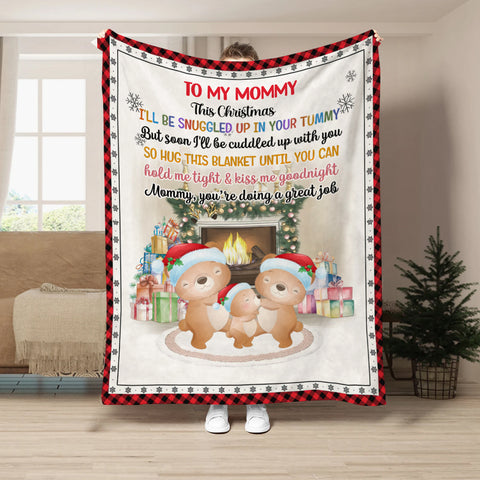 First Mom Gifts, Mommy You Are Doing A Job Bear Family Together, Personalized Blanket, Gifts For Mommy Mom To Be, Fleece Sherpa, New Mom To Be Blanket, Gifts For Christmas Birthday