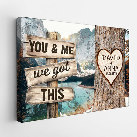 You & Me, We Got Rustic Wood Sign And Tree Heart Design, Personalized Canvas Wall Art, Gifts For Him Her From Darling, Poster Prints Wall Decor, Gifts For Valentine Anniversary
