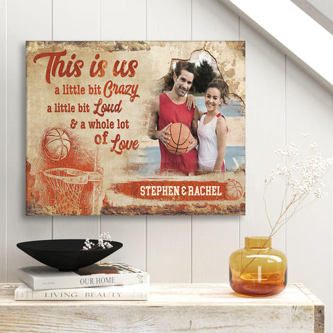 Athletic Couple Canvas Print, A Whole Lot Of Love Wording, Personalized Name Basketball Home Decor  Canvas Wall Art, Gifts For Him Her Poster Prints Wall Decor, Gifts For Valentines