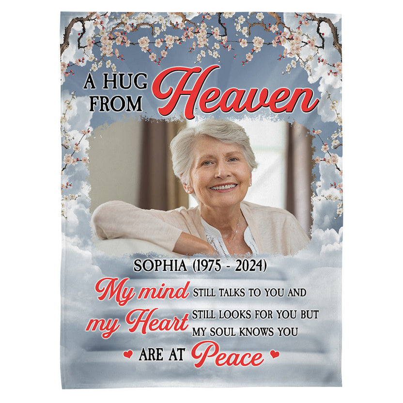 Remembrance Gifts, Personalized Memorial Blanket With Photo, My Mind Still Talks Heart Looks For You, Loss Of Grandfather