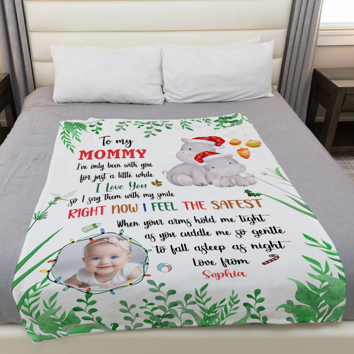 Pregnant Mom Gifts, Right Now I Feel The Safest Upload Photo With Hippo, Personalized Blanket, Gifts For Expected Mom Mommy, Fleece Sherpa, Mom To Be Blanket, Gifts For Christmas Xmas