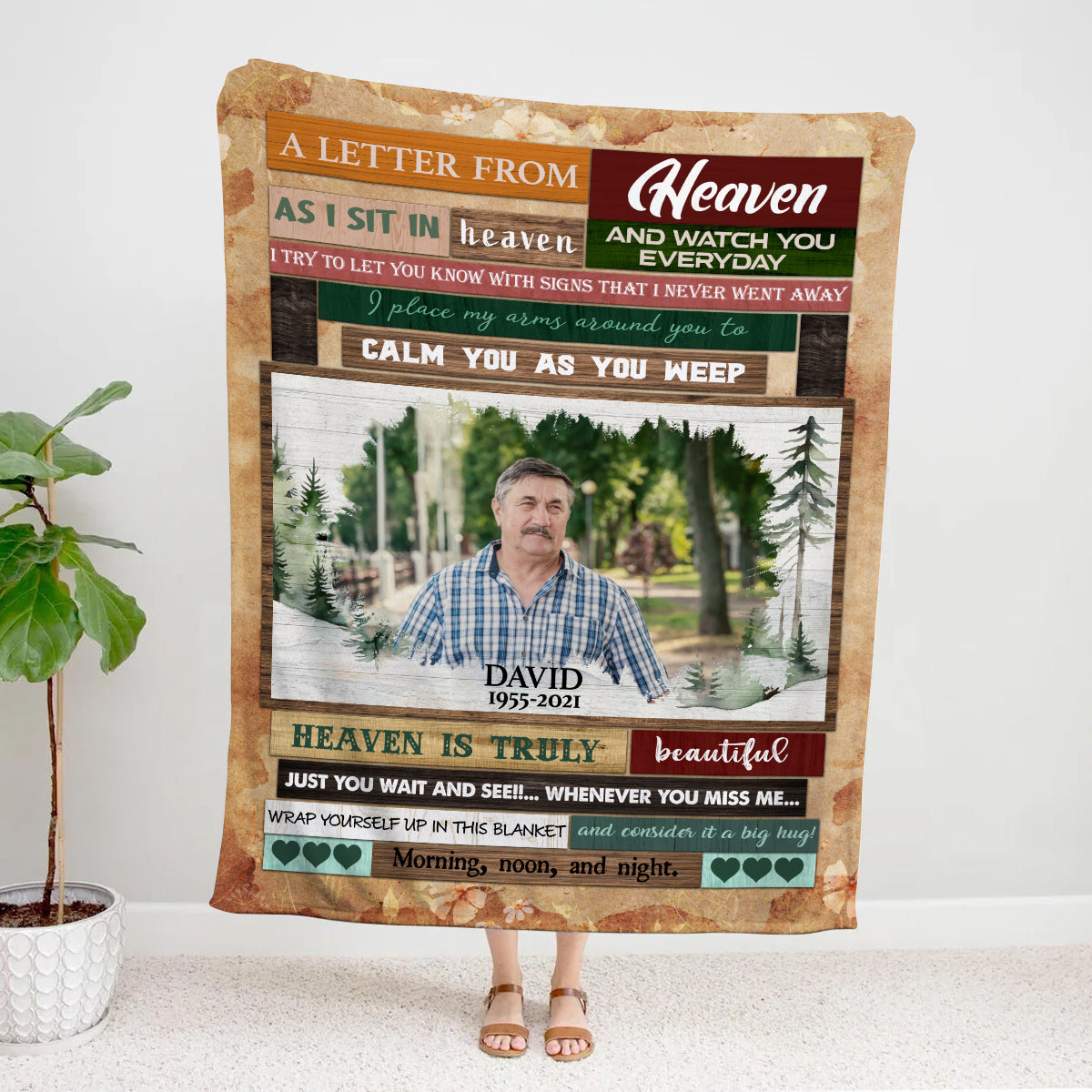 Personalized Memorial Blanket With Photo, In Heaven Love Letter Memorial Blanket , Loss Of Grandma Grandpa Fleece Sherpa, Condolence Gifts For Anniversary