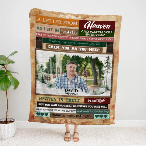 Personalized Memorial Blanket With Photo, In Heaven Love Letter Memorial Blanket , Loss Of Grandma Grandpa Fleece Sherpa, Condolence Gifts For Anniversary