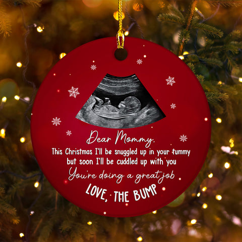 Mom To Be Gifts, This Christmas I'll Be Snuggled Upload Photo Ceramic Ornament, Personalized Photo Christmas Ornament, Gifts For Mom, Xmas Tree Decor, New Mom Keepsake, Gifts For Mother's Day