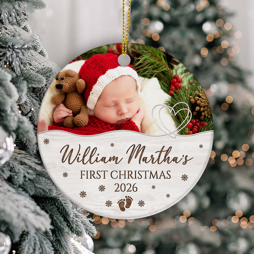 Custom Newborn Keepsake, First Christmas Tree Ornament, Tree Decoration, Newborn Holiday Decor, Personalized Photo Christmas Ornament, Gifts For New Siblings Baby Grandparents