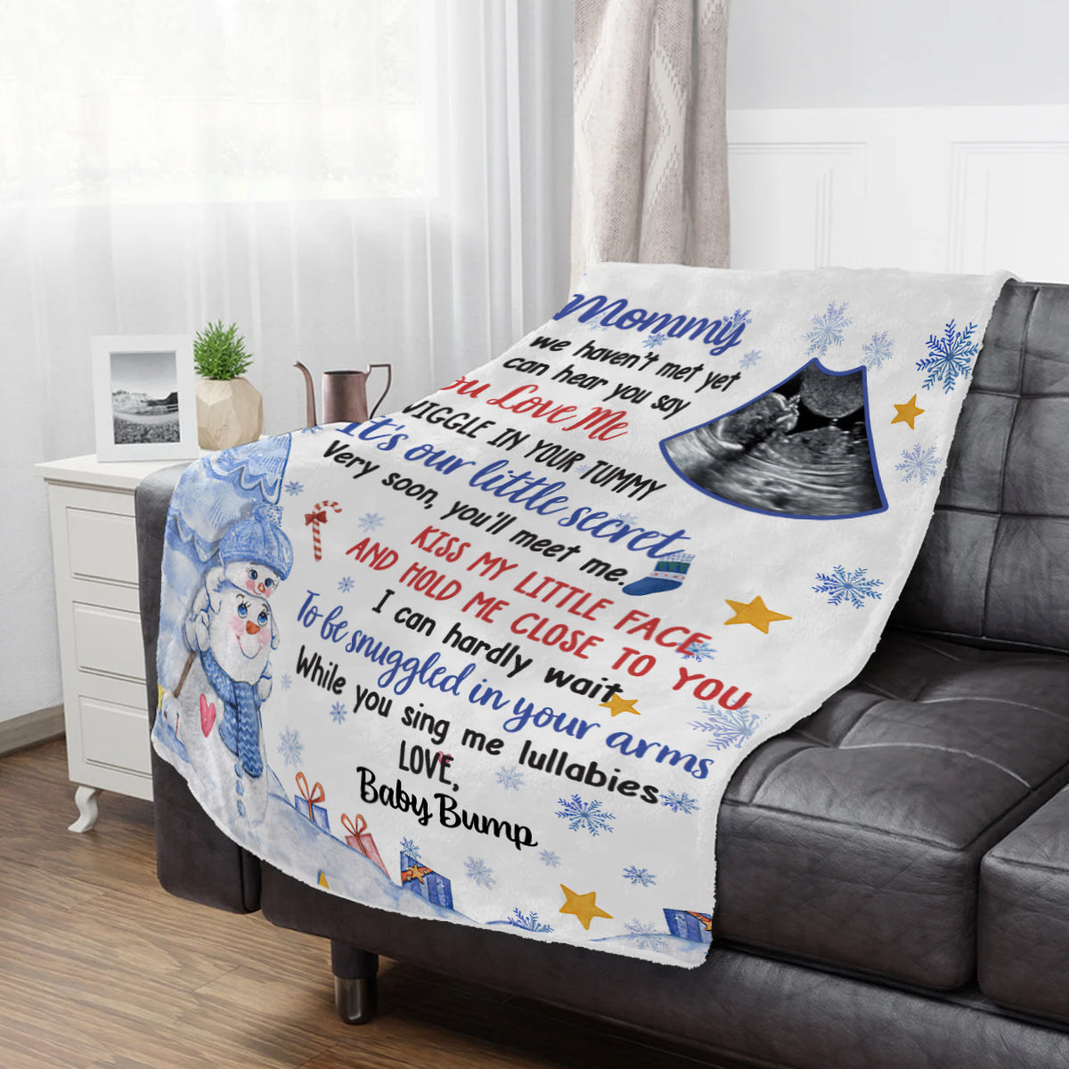Mom To Be Gifts, Very Soon You Will Meet Me Snowmans And Baby Ultrasound, Personalized Blanket, Gifts For Mommy First Mom, Fleece Sherpa, Blanket For New Mom, Gifts For Christmas Xmas