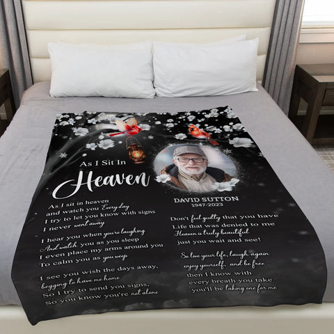 Sympathy Gifts, Memorial Blanket With Photo, Memorial Photo, Heaven Remembrance Blanket, Heaven Comfort Message, Loss Of Mom Dad, Fleece Sherpa, Funeral Gifts For Anniversary