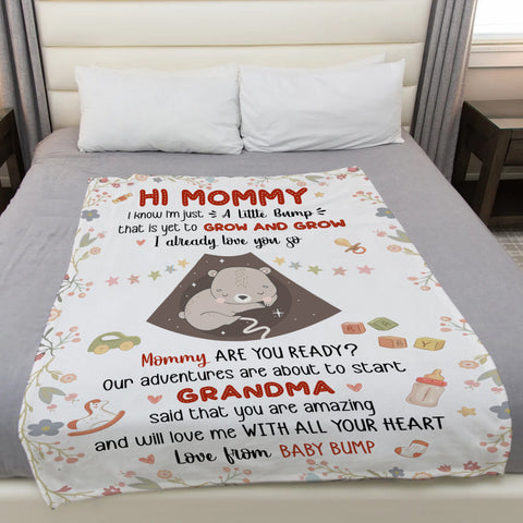 Mom To Be Gifts, I Already Love You Floral Cute Baby Bear Sleeping Ultrasound Mommy's Tummy Blanket For New Mom Mother's Day