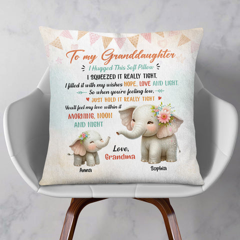 Personalized Square Pillow For Grandkids From Nana Gifts For Granddaughter You'll Feel My Love Within It Morning Noon Night Cute Grandma Grandkids Elephant Double Sided Sofa Couch