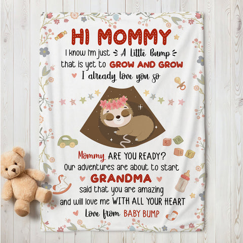 Mom To Be Gifts, I Already Love You Cute Baby Sloth Sleeping Ultrasound Mommy's Tummy , Personalized Blanket, Gifts For Mom To Be, Fleece Sherpa, New Mother Blanket For Mother's Day