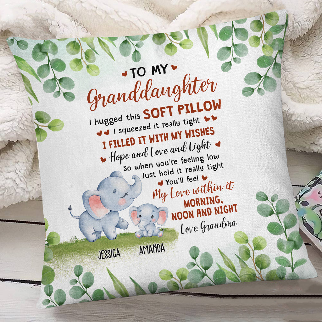 Personalized Square Pillow For Granddaughter Kids From Grandparents Gifts For Granddaughter You'll Feel My Love Within It Morning Elephant Custom Name Double Sided Couch Cushion On Birthday