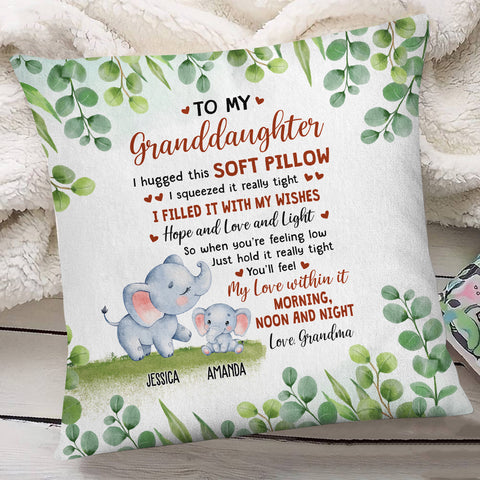 Personalized Square Pillow For Granddaughter Kids From Grandparents Gifts For Granddaughter You'll Feel My Love Within It Morning Elephant Custom Name Double Sided Couch Cushion On Birthday
