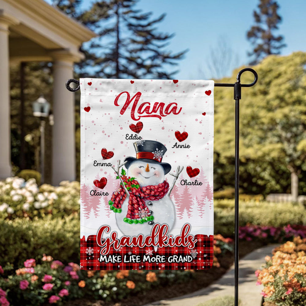 Grandma Gifts, Personalized Nana Grandkids Make Life More Grand Outdoor Banner, Children Names Garden Flag, Holiday Decoration, Winter Home Decoration, Yard Decor, Personalized Garden Flag, Gifts For Nana From Grandkids, Double Sided Outside Welcome Flag,