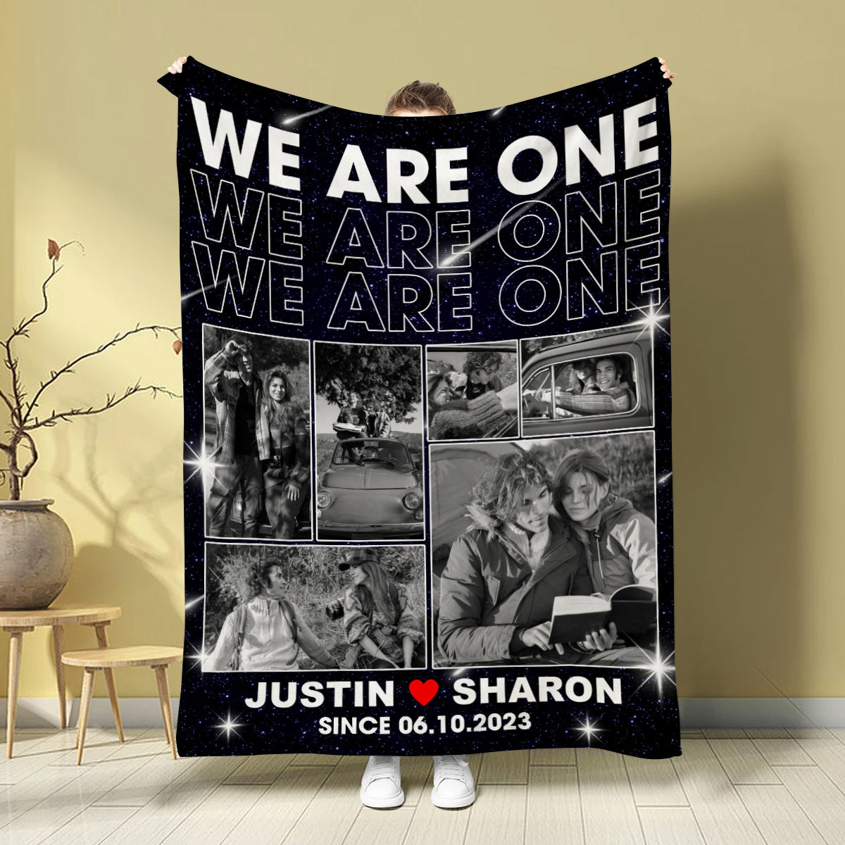 We Are One Personalized Photo Custom Names And Since Date, Soft Blanket With Picture, Relationship Memory Gifts For Him Her, Custom Fleece Sherpa Blanket, Gifts For Valentine