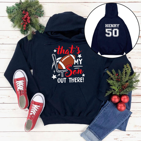 Personalized T-Shirt For Mommy From Son Boy Kids Football Gifts That's My Son Fan Football Family Mom Mother Football Games Day Custom Title And Number Short Sleeve Tops Tee Shirt