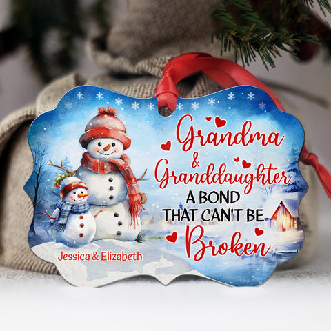 Grandma Gifts, Cute Grandma & Granddaughter A Bond That Can't Be Broken, Personalized Christmas Ornament, Gifts For Mimi From Grandkids, Xmas Tree Decoration Aluminum Ornament