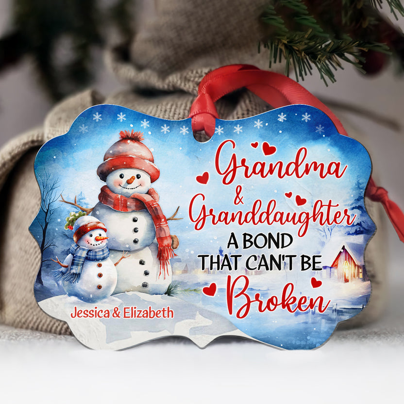 Grandma Gifts, Cute Grandma & Granddaughter A Bond That Can't Be Broken, Personalized Christmas Ornament, Gifts For Mimi From Grandkids, Xmas Tree Decoration Aluminum Ornament