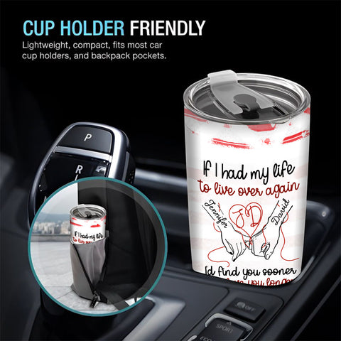 If I Had My Life To Live Over Tumbler Cup, "I’D Find Sooner And Love You Longer” Pinky Promise Hands, Personalized Tumbler, Gifts For Him Her, Custom 20oz Cup Gifts For Valentine