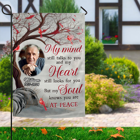 Sympathy Gifts, Memorial Photo Yard Flag, My Soul Knows You Are At Peace, Custom Name, Custom Banner For Loss Of Family, Sympathy Memorial Garden Banner Decor, Gifts For Loss Of Mom Dad