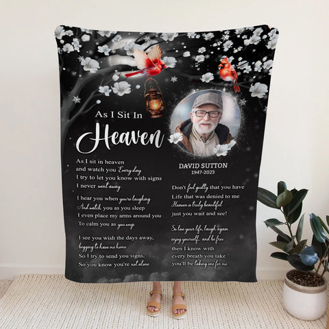 Sympathy Gifts, Memorial Blanket With Photo, Memorial Photo, Heaven Remembrance Blanket, Heaven Comfort Message, Loss Of Mom Dad, Fleece Sherpa, Funeral Gifts For Anniversary