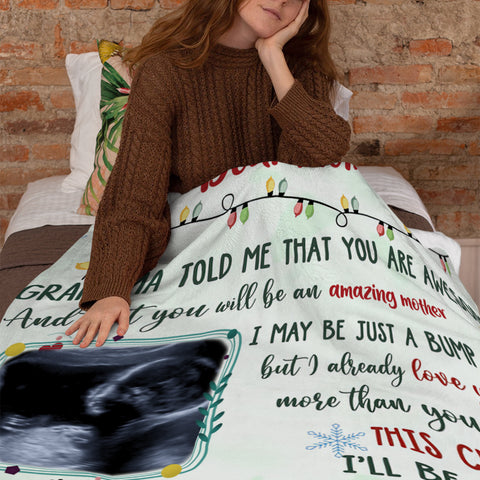 New Parents Gifts, Upload Baby Sonogram Grandma Told Me That You Are Awesome , Personalized Blanket, Gifts For New Mommy, Fleece Sherpa, 1st Time Mom Blanket, Gifts For Mother's Day