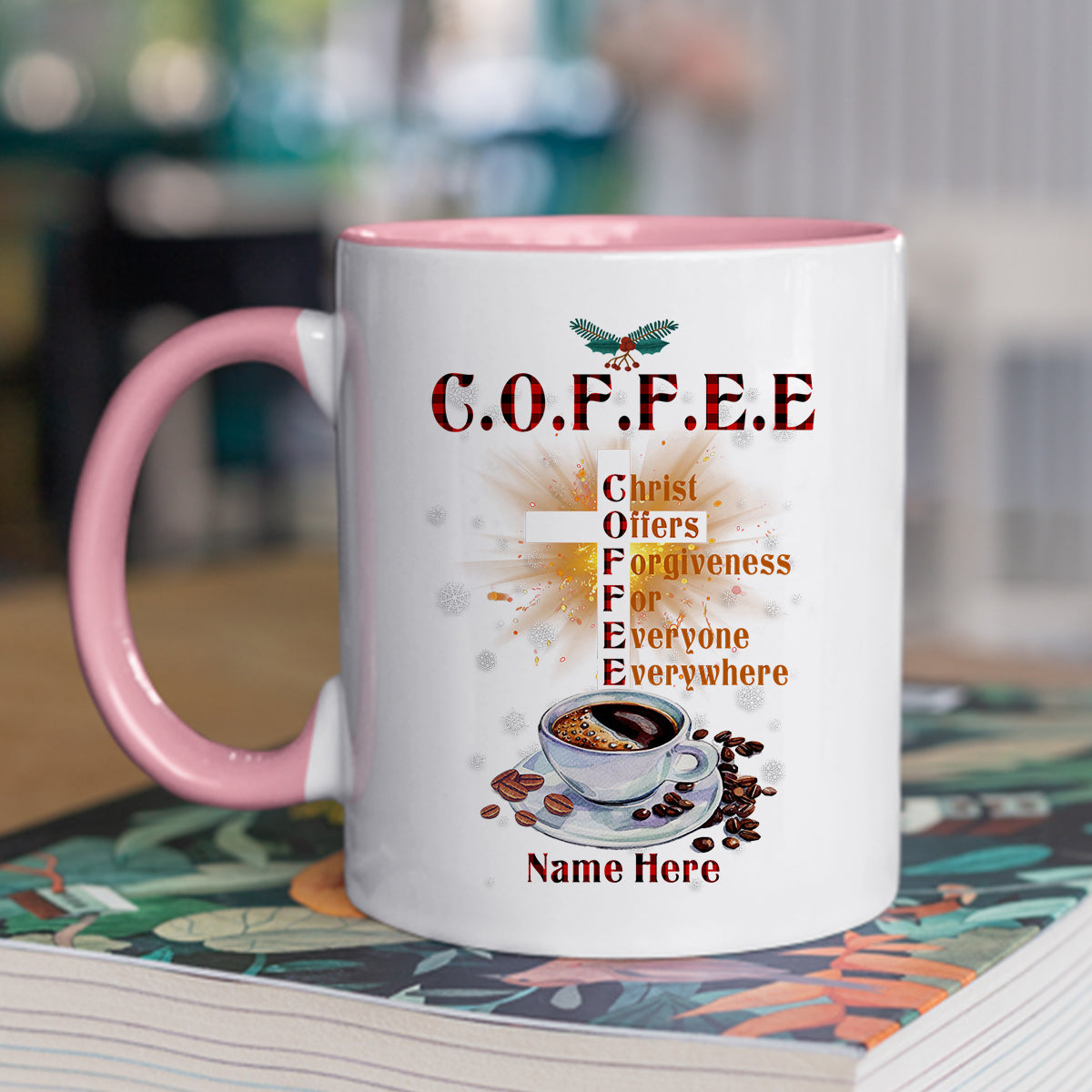Personalized Coffee Mug For Christian Men Women From Family Friends Christ Offers Forgiveness For Everyone Everywhere Custom Name Religious Gifts Ideas Ceramic 11 15Oz Cup For Birthday