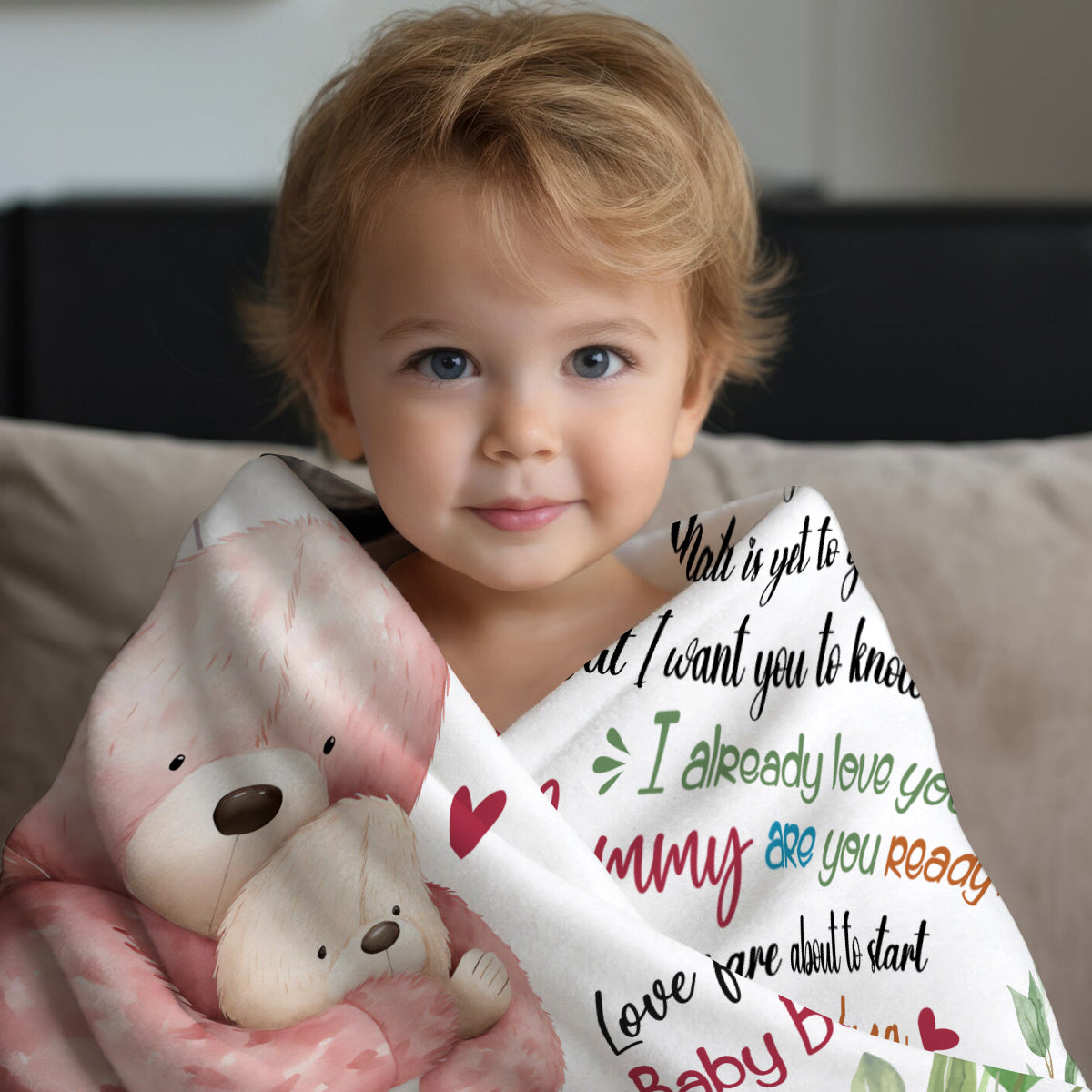 New Mom Gifts Ideas, I Already Love You Leaf Mommy Baby Bear With Balloon, Personalized Blanket, Gifts For Pregnant Wife Mommy, Fleece Sherpa, New Mom Blanket For Mother's Day