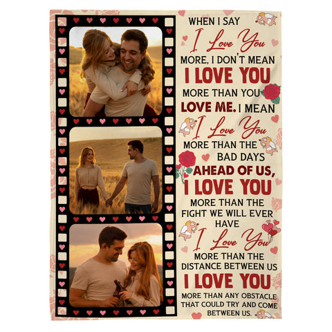 Personalized Photo Blanket, When I Say I Love You Blanket, Romantic Couple Gift, Anniversary Valentine Custom Love Film Strip Design