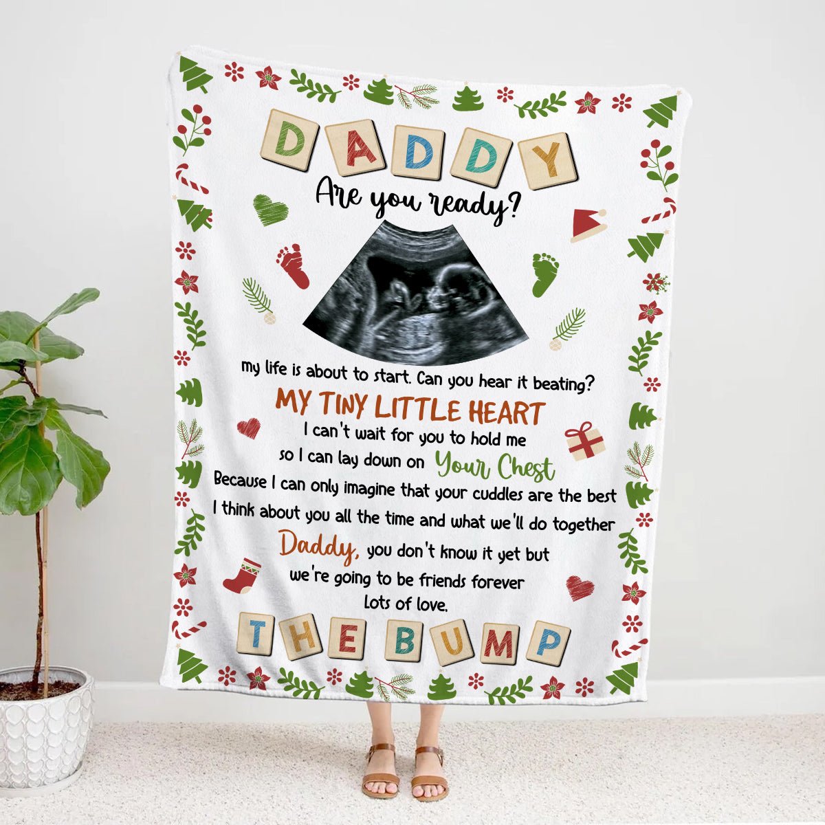 Dad To Be Gifts, Daddy Are You Ready I Can't Wait For You To Hold Me Baby Ultrasound, Personalized Blanket, Gifts For New Daddy, Fleece Sherpa, New Dad Blanket, Gifts For Christmas