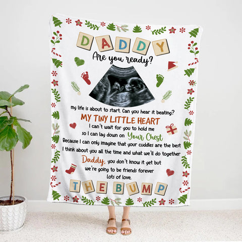 Dad To Be Gifts, Daddy Are You Ready I Can't Wait For You To Hold Me Baby Ultrasound, Personalized Blanket, Gifts For New Daddy, Fleece Sherpa, New Dad Blanket, Gifts For Christmas