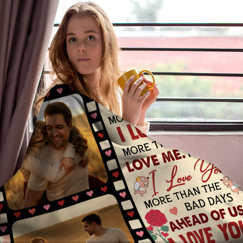 Personalized Photo Blanket, When I Say I Love You Blanket, Romantic Couple Gift, Anniversary Valentine Custom Love Film Strip Design