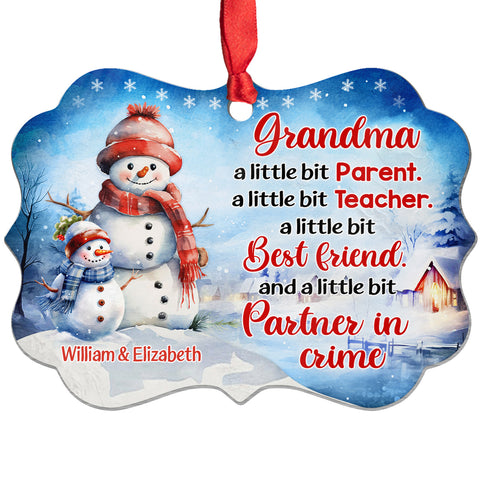 Grandma Gifts, Cute Grandma A Little Bit Parent A Little Bit Teacher, Personalized Christmas Ornament, Gifts For Nonna From Grandkids, Xmas Tree Decoration Medallion Aluminum Ornament