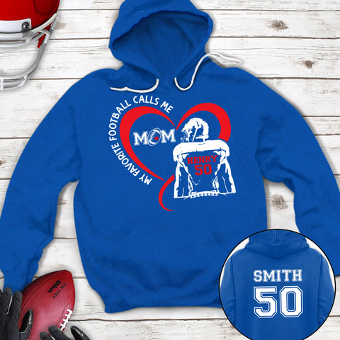Personalized T-Shirt For Mommy From Son Boy Kids Football Gifts He Calls Me Mom Football Fan Football Family Mother Football Games Day Custom Title And Number Short Sleeve Tops Tee