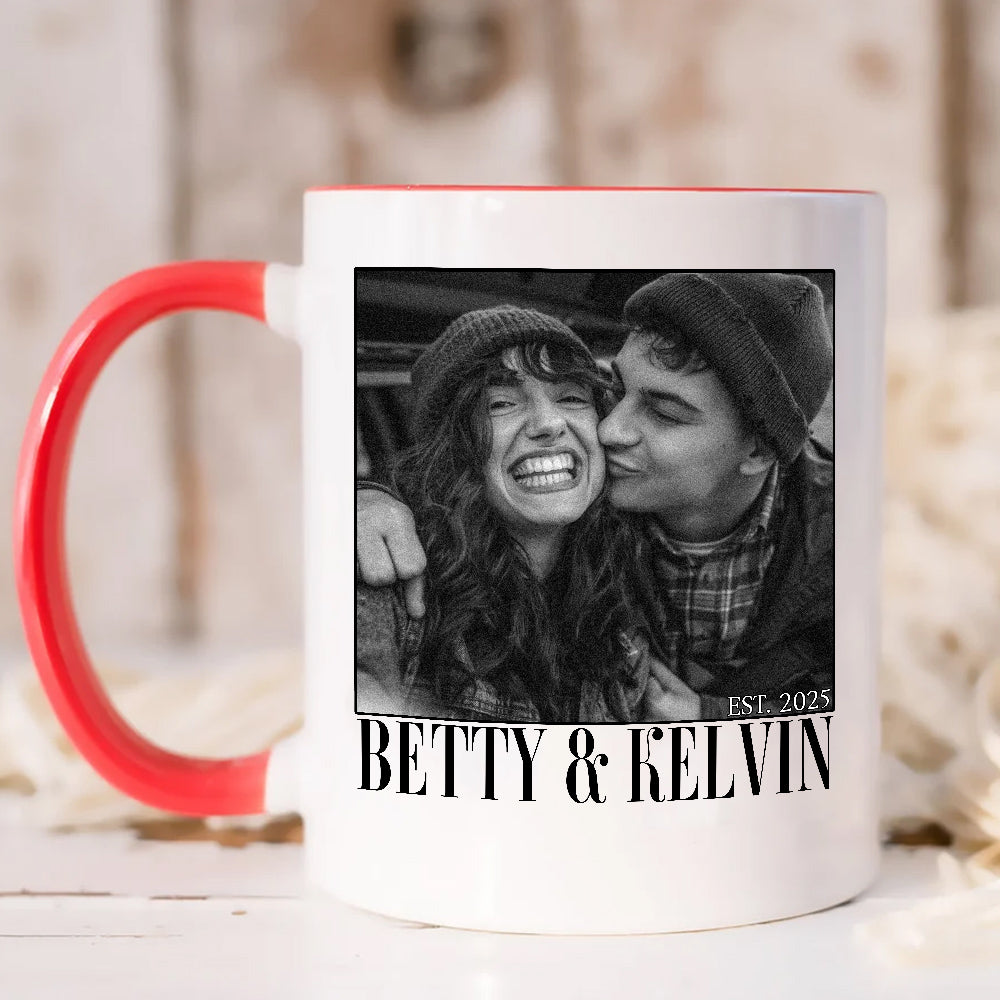 Couple Photo Mug, Personalized Name Custom Black White Photo, Romantic Matching Couple, Personalized Coffee Mug, Gifts For Him Her Honey, Ceramic 11 15oz Cup, Gifts For Valentine